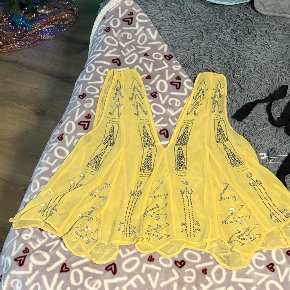 Free People Yellow Tank with Silver Accents